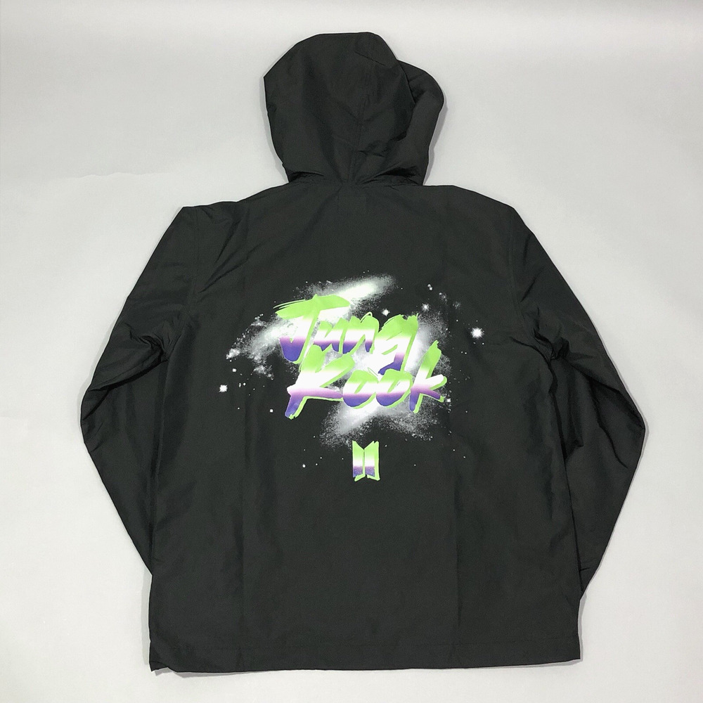 BTS K-Pop Jung Kook VR Anorak Windbreaker Jacket SZ M Black Permission To Dance